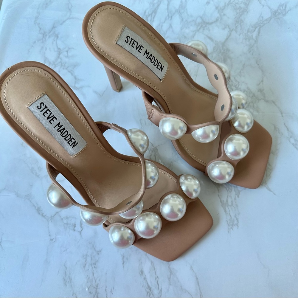 Steve Madden jovanni faux pearl strap heels